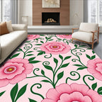 Pink Floral Vine Swirl Rug