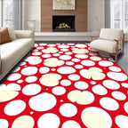 Red Cream Blob Circles Rug