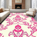 Vibrant Pink Floral Damask Rug