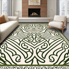 Dark Green Ornate Floral Medallion Rug