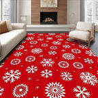 Elegant White Snowflakes Red Background Rug