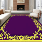 Vibrant Yellow Floral Border Purple Rug