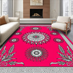 Vibrant Magenta Sunburst Medallions Rug