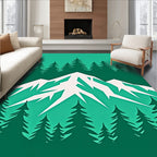 Evergreen Mountain Forest Scene Rug