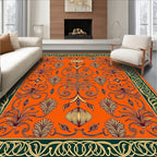 Enchanting Orange Floral Scroll Medallion Rug