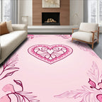 Pink Heart Floral Border Rug