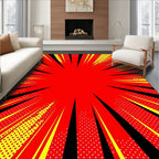 Dynamic Red Yellow Burst Rays Rug