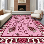 Pink Paisley Floral Scroll Rug