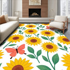 Sunny Yellow Sunflower Butterfly Collage Rug