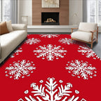 Crimson White Snowflake Repeat Rug