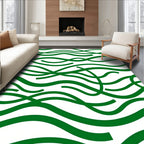 Verdant Wavy Swirls Abstract Rug