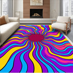 Retro Psychedelic Sunburst Waves Rug