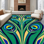 Bold Peacock Feather Eyed Swirl Rug