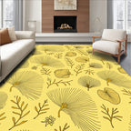 Golden Ginkgo Leaf Botanical Arrangement Rug