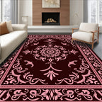 Crimson Floral Medallion Swirl Rug
