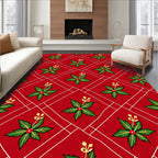 Crimson Holly Christmas Diamond Rug