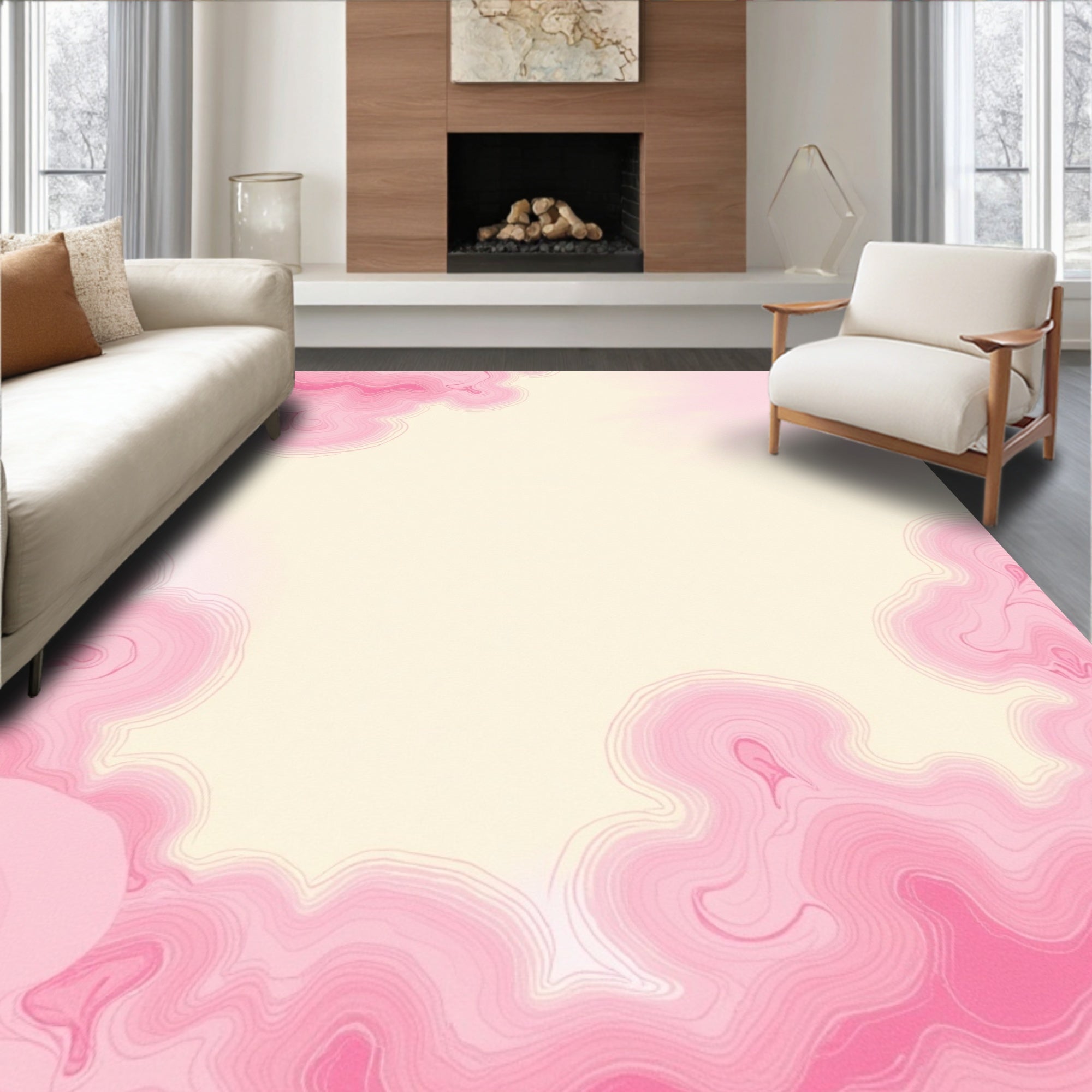 Soft Pink Contour Cloud Rug