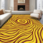 Crimson Swirl Sunny Yellow Abstract Rug