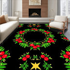 Red Berry Holly Garland Wreath Rug