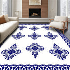 Deep Blue Ornate Medallion Border Rug