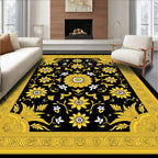 Classic Black and Yellow Floral Medallion Rug