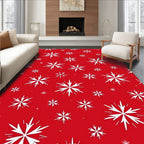 Red White Snowflake Winter Holiday Rug