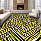 Bold Yellow Black White Jagged Stripes Rug