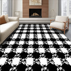 Classic Black White Houndstooth Check Pillow Rug