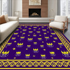 Purple Yellow Crowned Face Border Rug