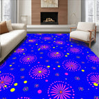 Vibrant Blue Pink Sunburst Scatter Rug