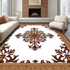 Brown Floral Medallion Square Rug