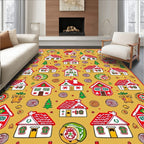 Holiday Village Red White Houses Rug