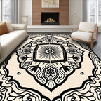 Ornate Black and Cream Mandala Rug