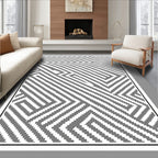 Monochrome Geometric Maze Rug