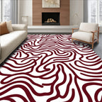 Dark Red Wavy Maze Lines Rug