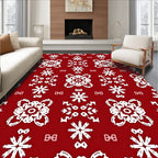 White Snowflake Medallion Crimson Symmetry Rug