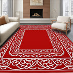 Crimson White Intricate Border Rug