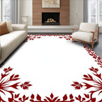Crimson Floral Snowflake Border Rug