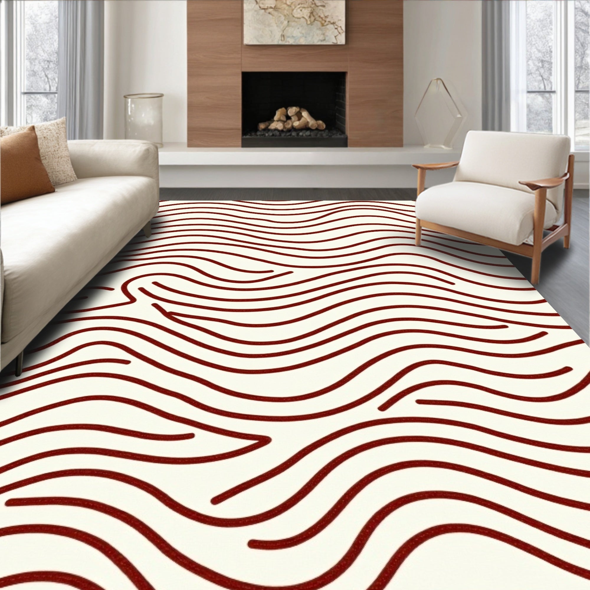 Crimson Swirl Stream Rug