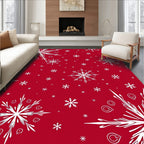 Red White Snowflake Festival Art Rug