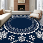 Winter Snowflake Medallion Navy Rug