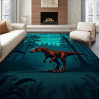 Prehistoric Jungle Dinosaur Lightning Storm Rug