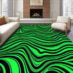 Bright Green and Black Swirl Rug