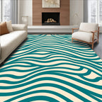 Teal and Cream Organic Flow Rug