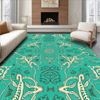 Detailed Teal Floral Medallion Rug