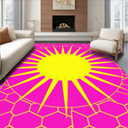 Vibrant Yellow Sunburst Hexagonal Rug