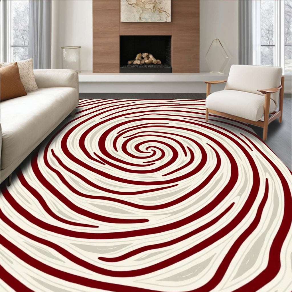 Crimson Swirl Wood Grain Rug