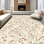 Brown Leafy Swirls Contemporary Art Rug