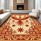 Crimson Phoenix Floral Border Rug