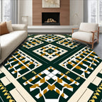 Geometric Emerald Diamond MedallionRug Rug